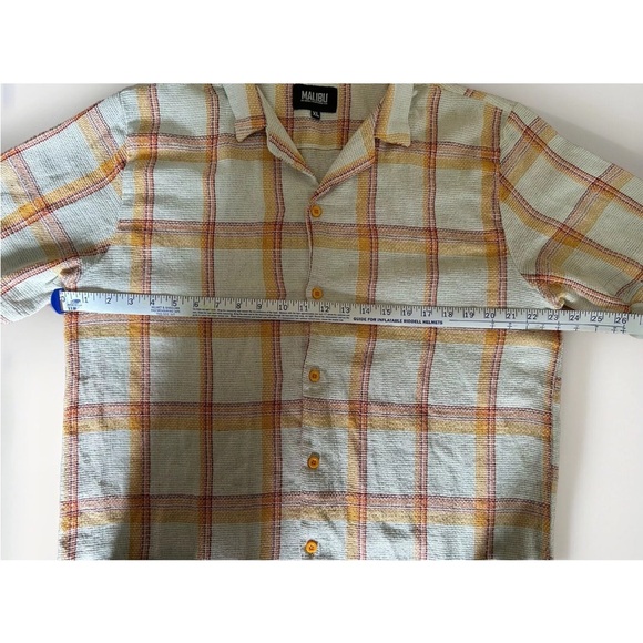 Malibu By Drill Cotton Blend Hawaiian Shirt Men's Size XL Plaid Check Breathable - Picture 9 of 13